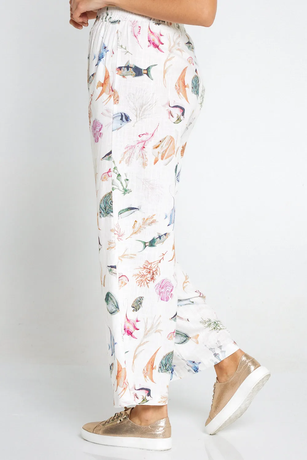 Holiday Linen Pants - Reef Print