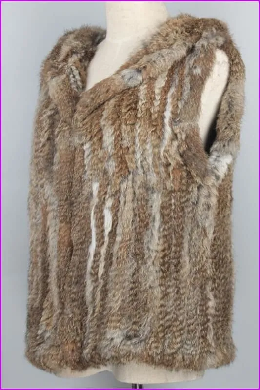 Hooded Rabbit Fur Gilet DO1060