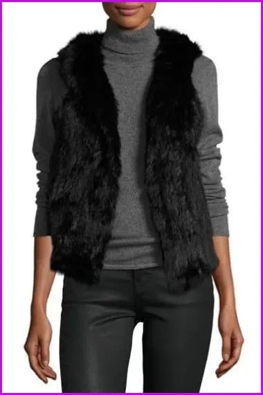 Hooded Rabbit Fur Gilet DO1060