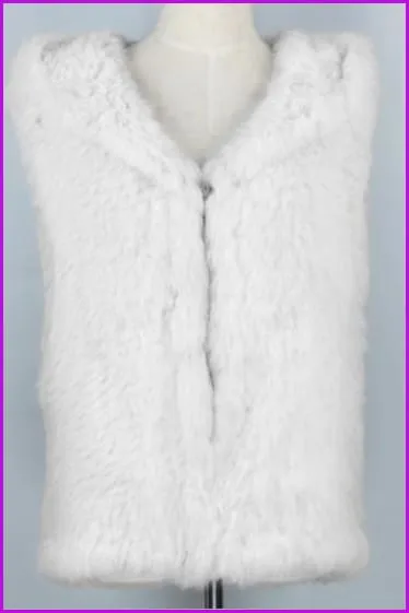 Hooded Rabbit Fur Gilet DO1060