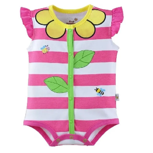 Hooyi Floral Stripe Baby Girls Bodysuits 100% Cotton baby girl clothes newborn jumpsuit ropa de bebe