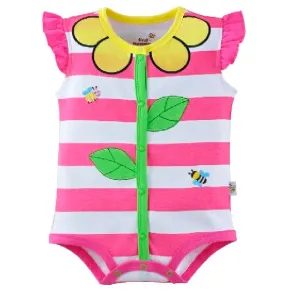 Hooyi Floral Stripe Baby Girls Bodysuits 100% Cotton baby girl clothes newborn jumpsuit ropa de bebe