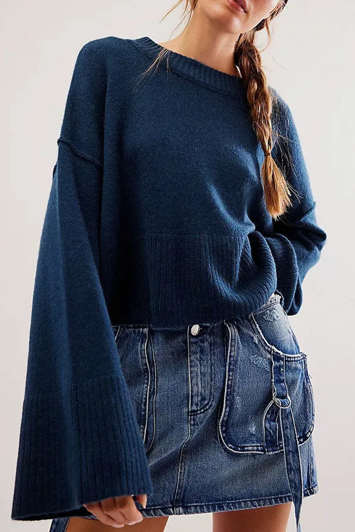 Ivyshape | Bell Sleeve Knit Sweater