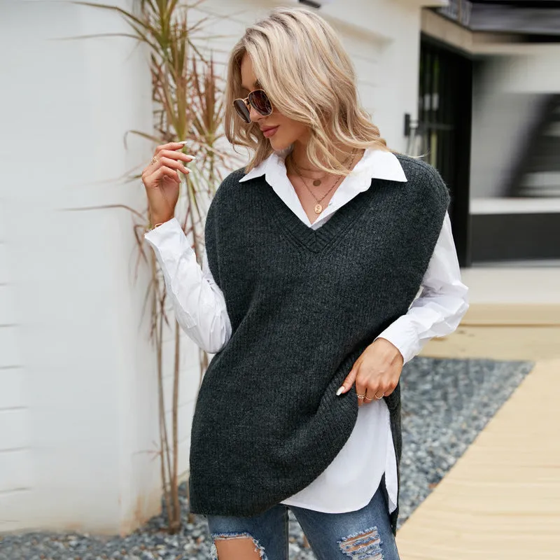 IvyShape | Casual V-neck Sleeveless Knitted Vest