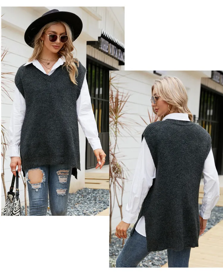 IvyShape | Casual V-neck Sleeveless Knitted Vest