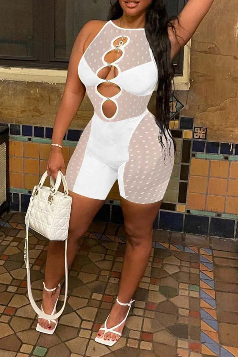 JC708 Mesh Sheer Bodycon Romper