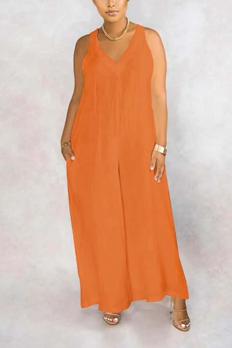 JD212 Sleeveless Wide Leg Jumpsuits