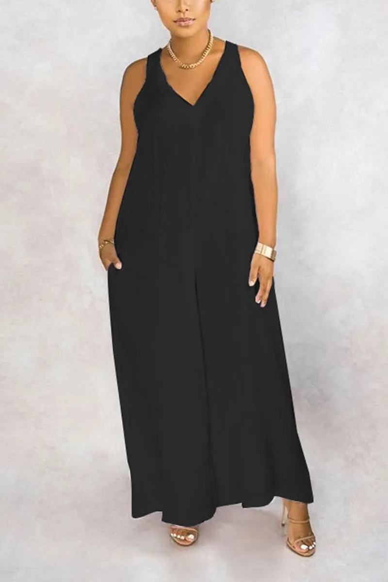 JD212 Sleeveless Wide Leg Jumpsuits