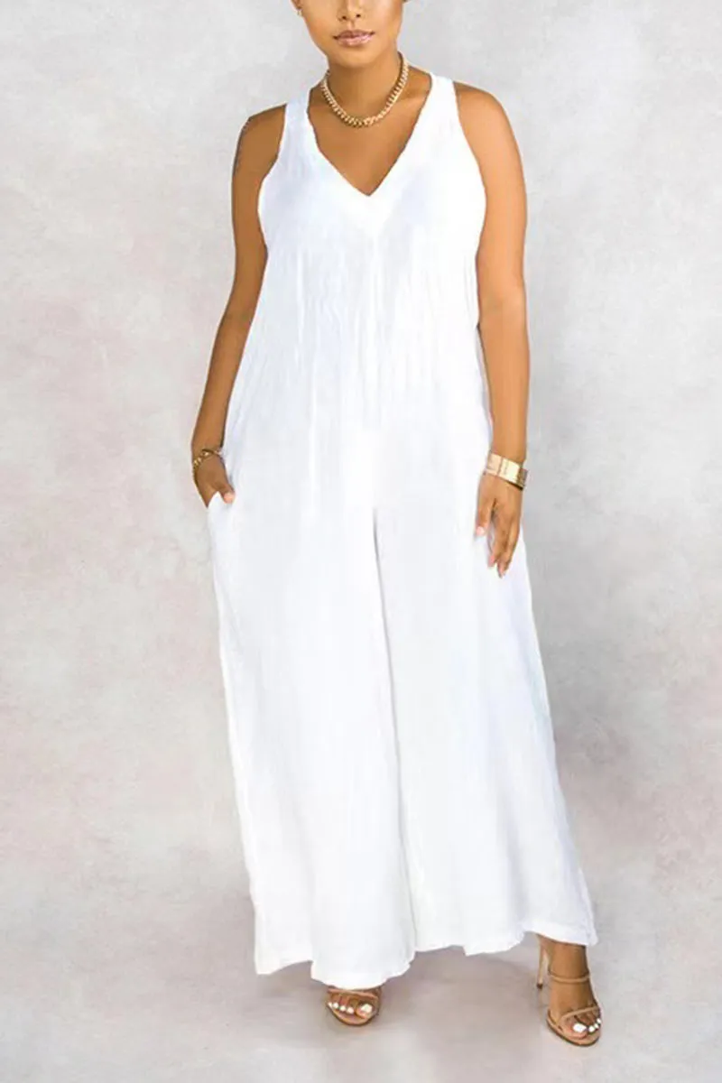 JD212 Sleeveless Wide Leg Jumpsuits