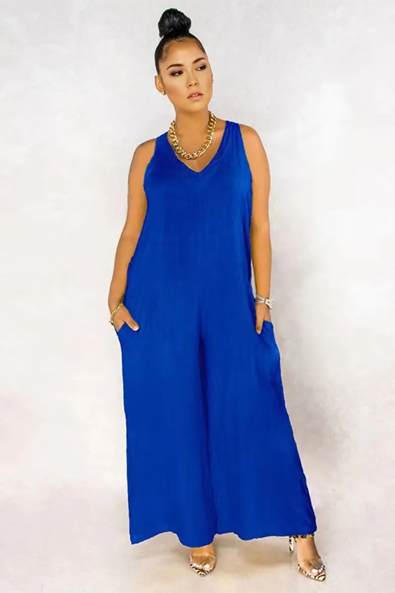 JD212 Sleeveless Wide Leg Jumpsuits