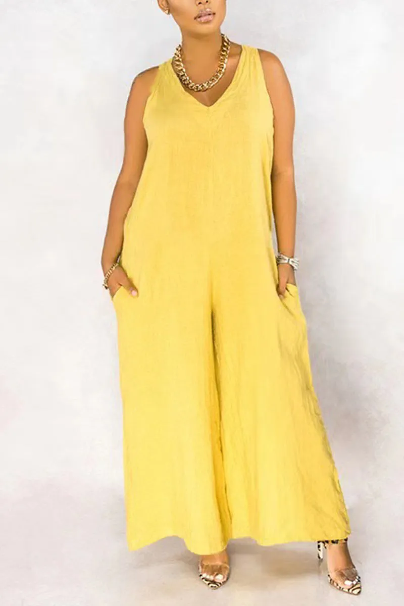 JD212 Sleeveless Wide Leg Jumpsuits