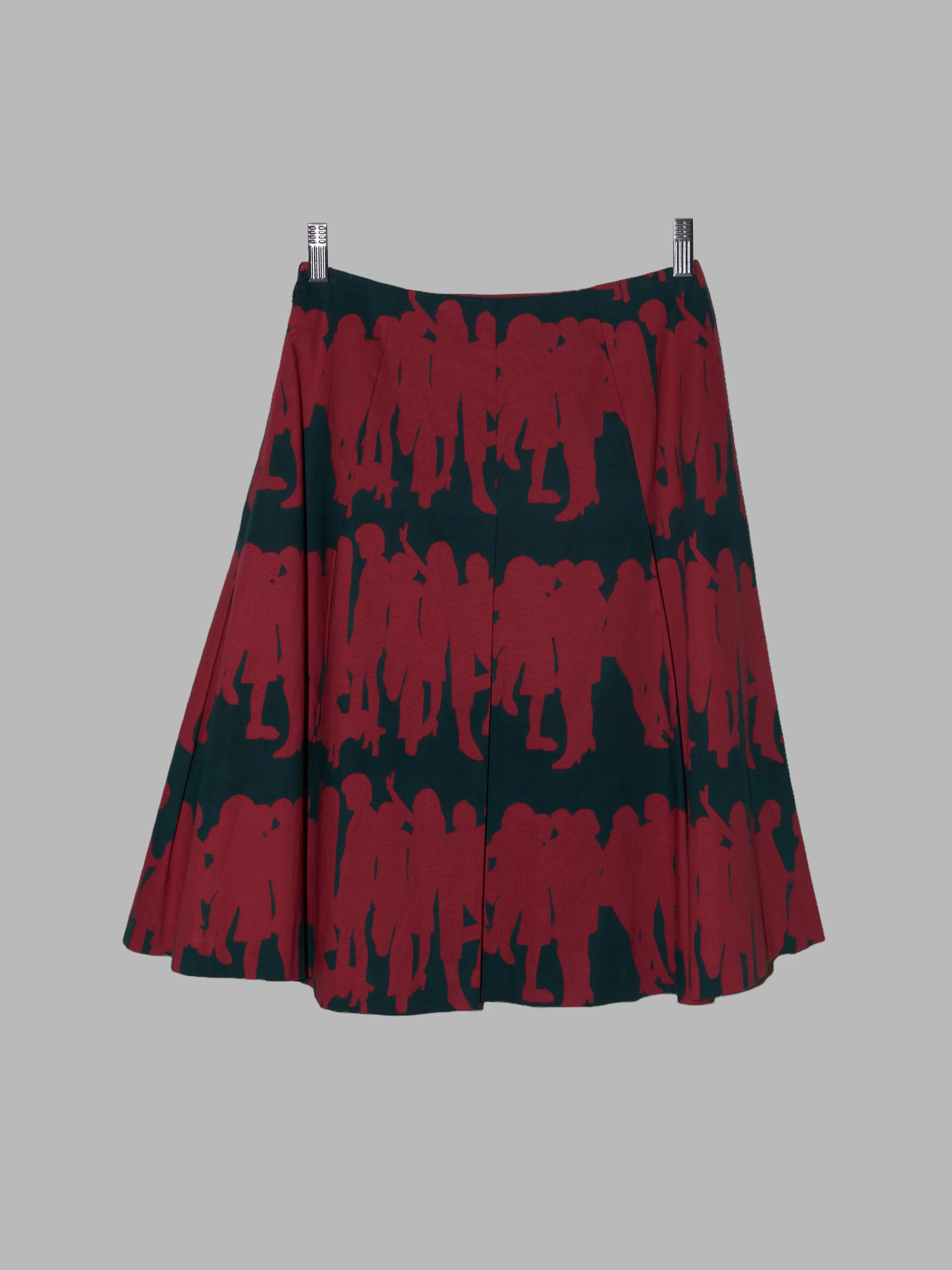 Jocomomola de Sybilla red pleated skirt with print of dancing silhouettes - 40