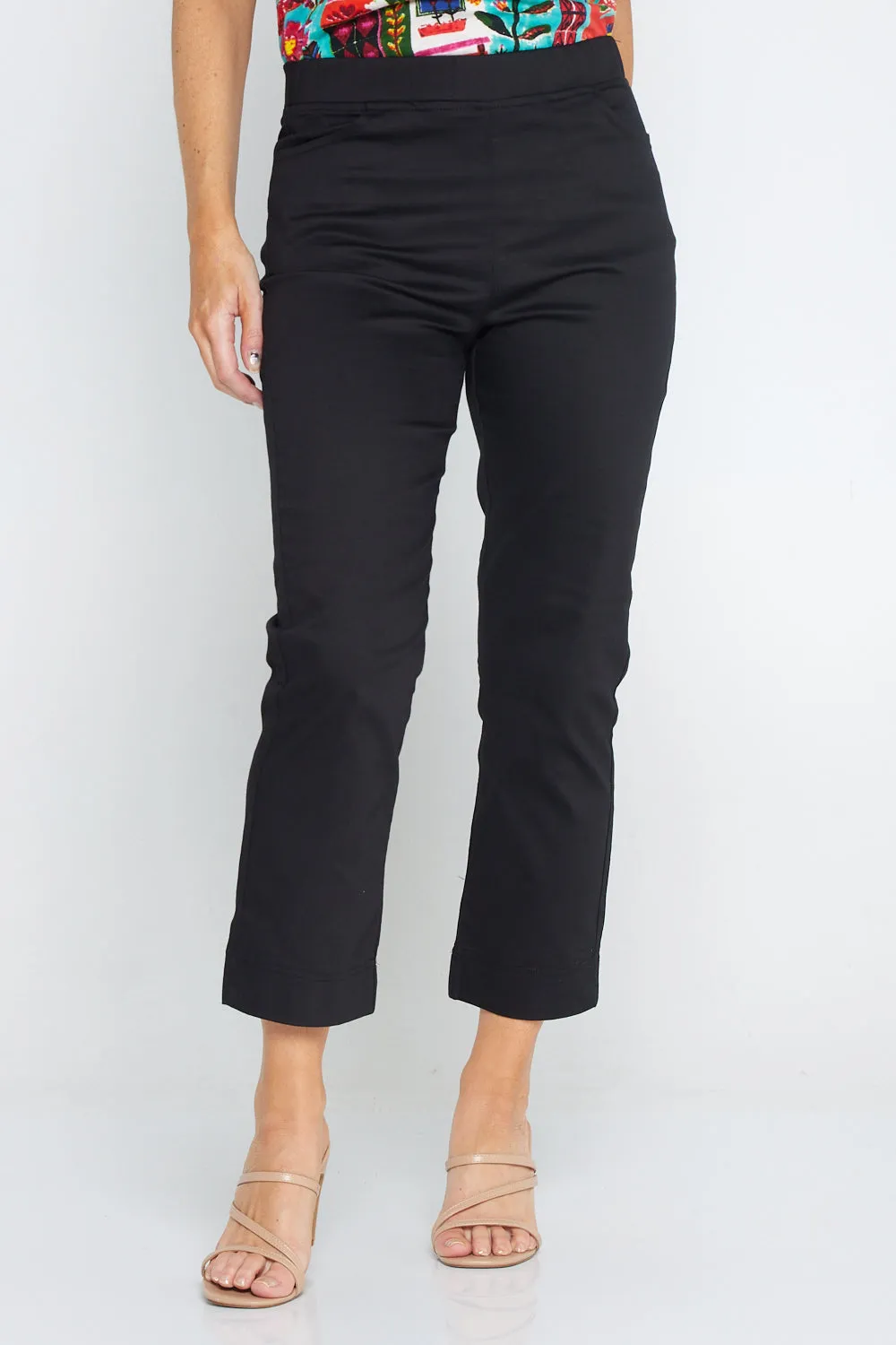 Kayla Pull On 7/8 Stretch Pants - Black