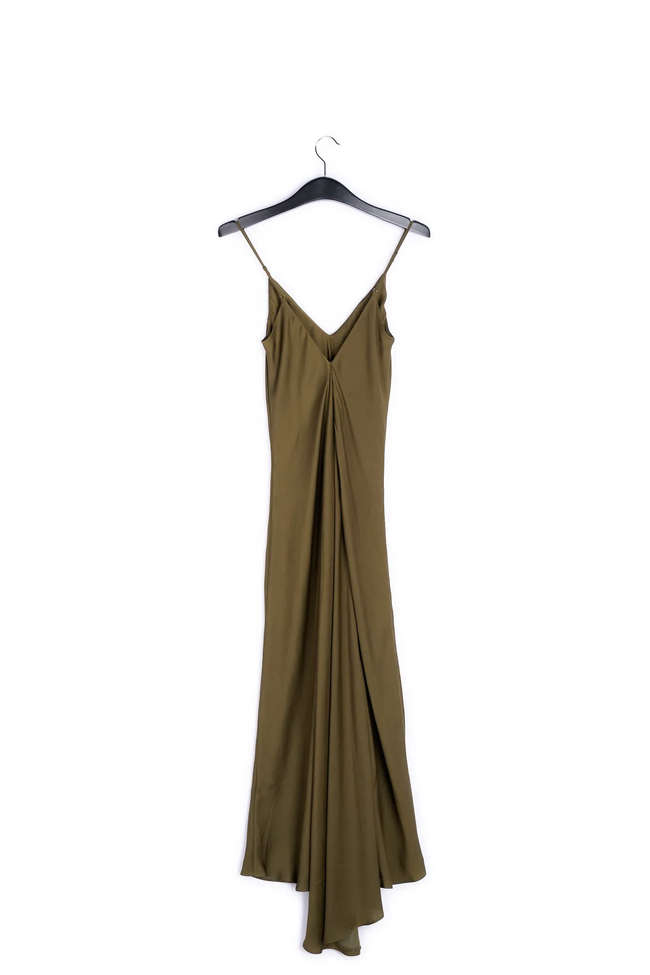 Khaki green maxi-length slip dress