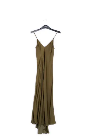 Khaki green maxi-length slip dress