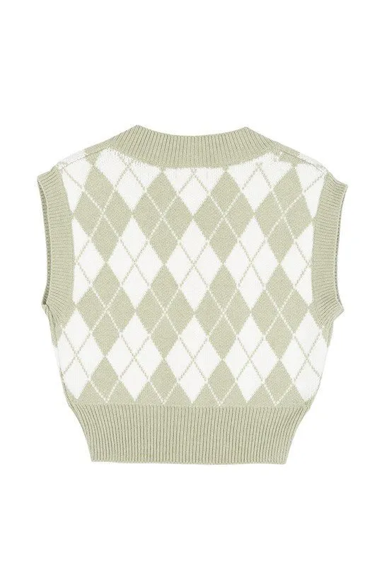 Knitted Argyle Sweater Vest