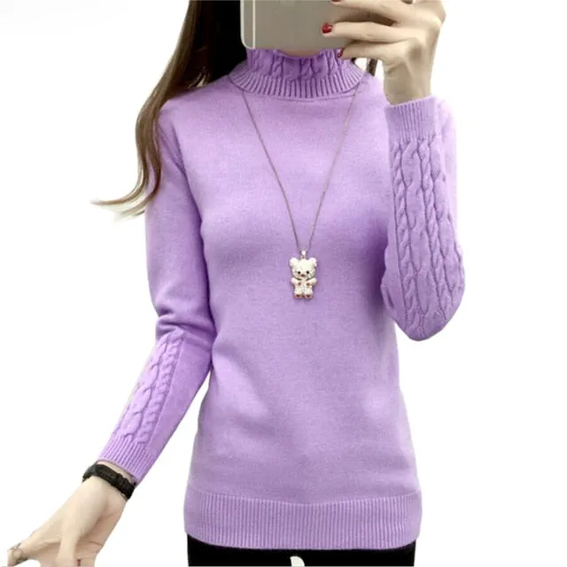 Knitted Long Sleeve Turtleneck Sweater