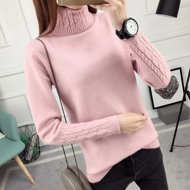 Knitted Long Sleeve Turtleneck Sweater