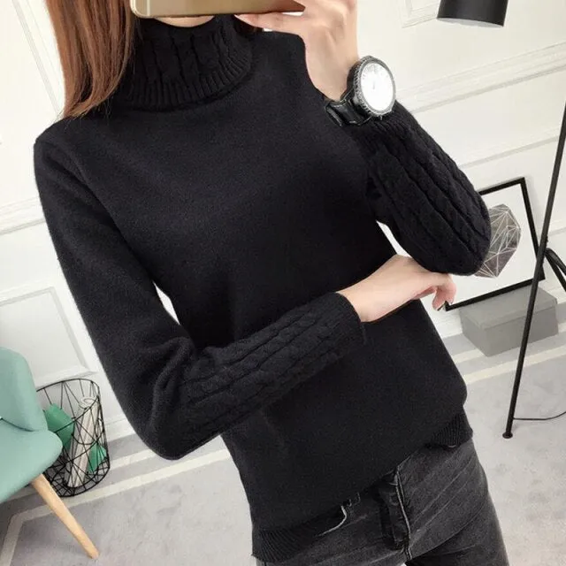 Knitted Long Sleeve Turtleneck Sweater