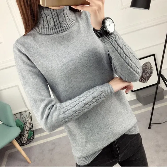 Knitted Long Sleeve Turtleneck Sweater