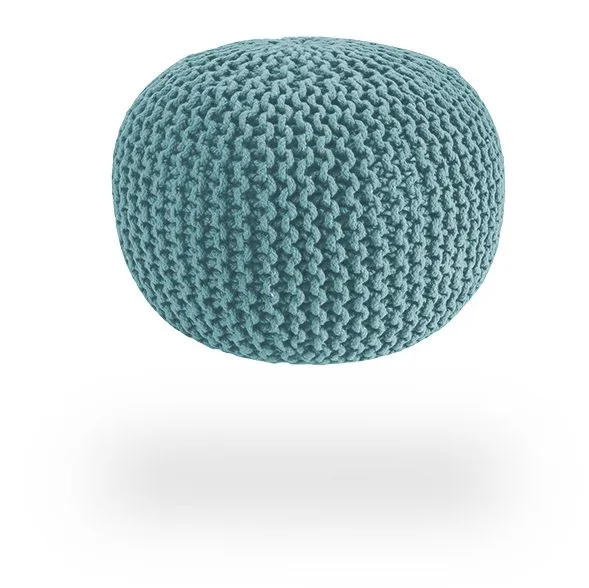 Knitted Pouffe Chunky Round Footstool Ottoman 100% Cotton