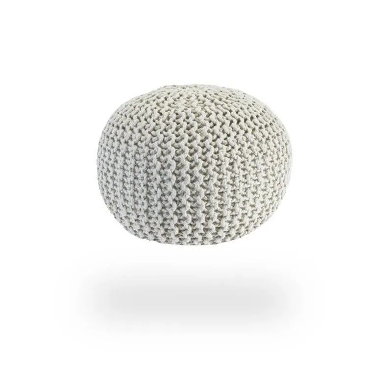 Knitted Pouffe Chunky Round Footstool Ottoman 100% Cotton