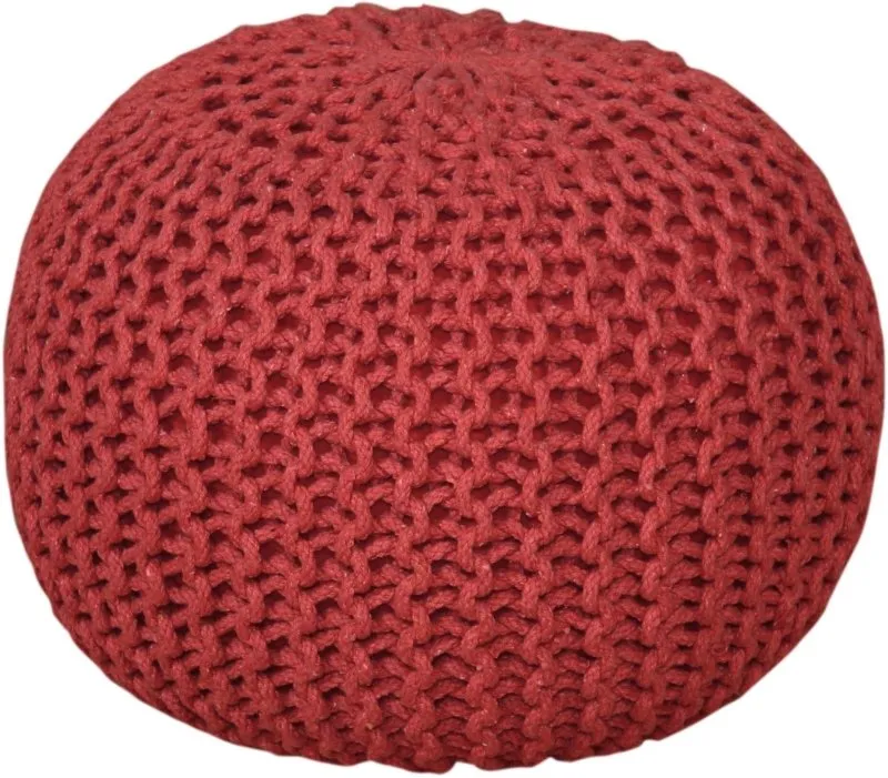 Knitted Pouffe Chunky Round Footstool Ottoman 100% Cotton