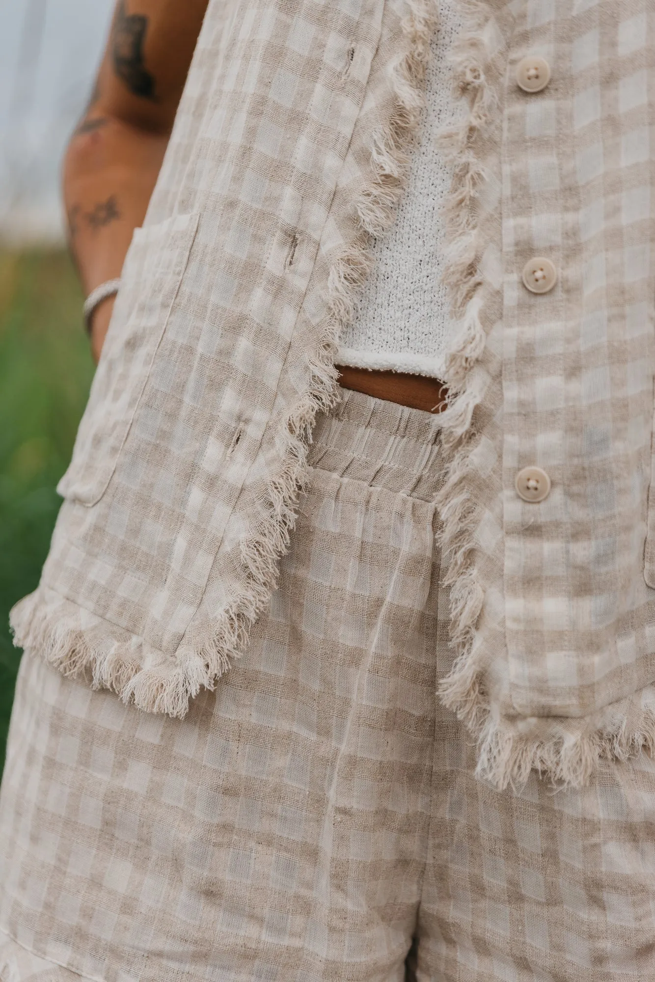 Lana Checkered Beige Vest