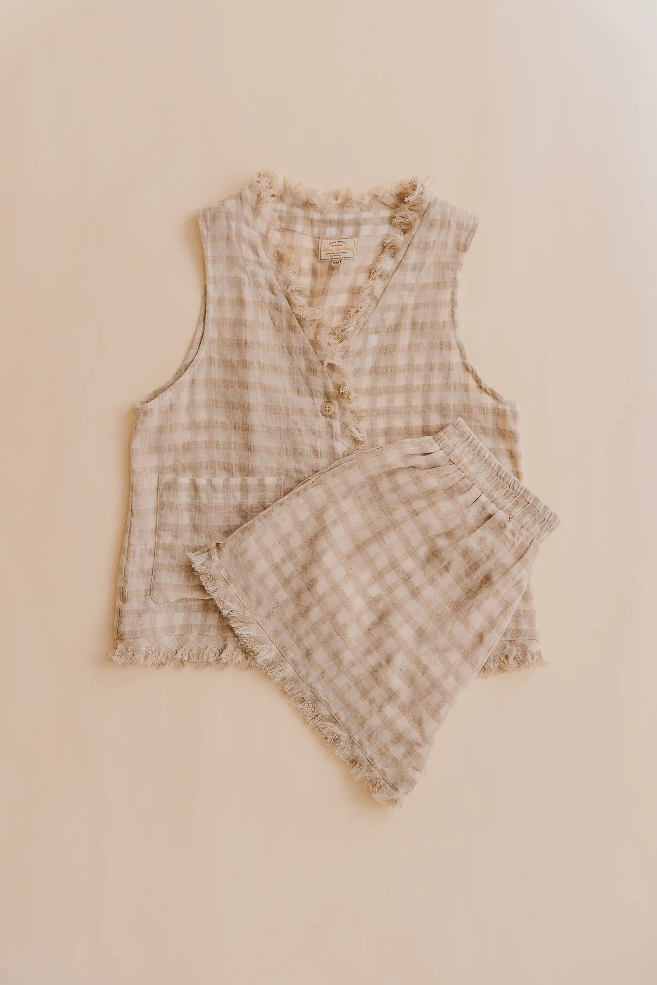 Lana Checkered Beige Vest