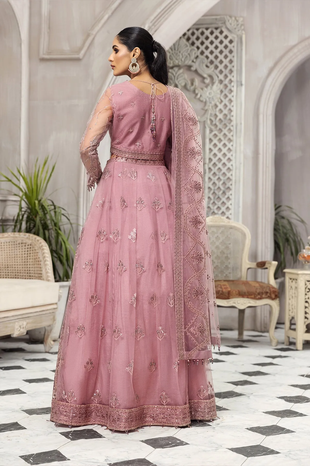 Latest Pakistani Frock Dress Choli in Pink Color #PF483