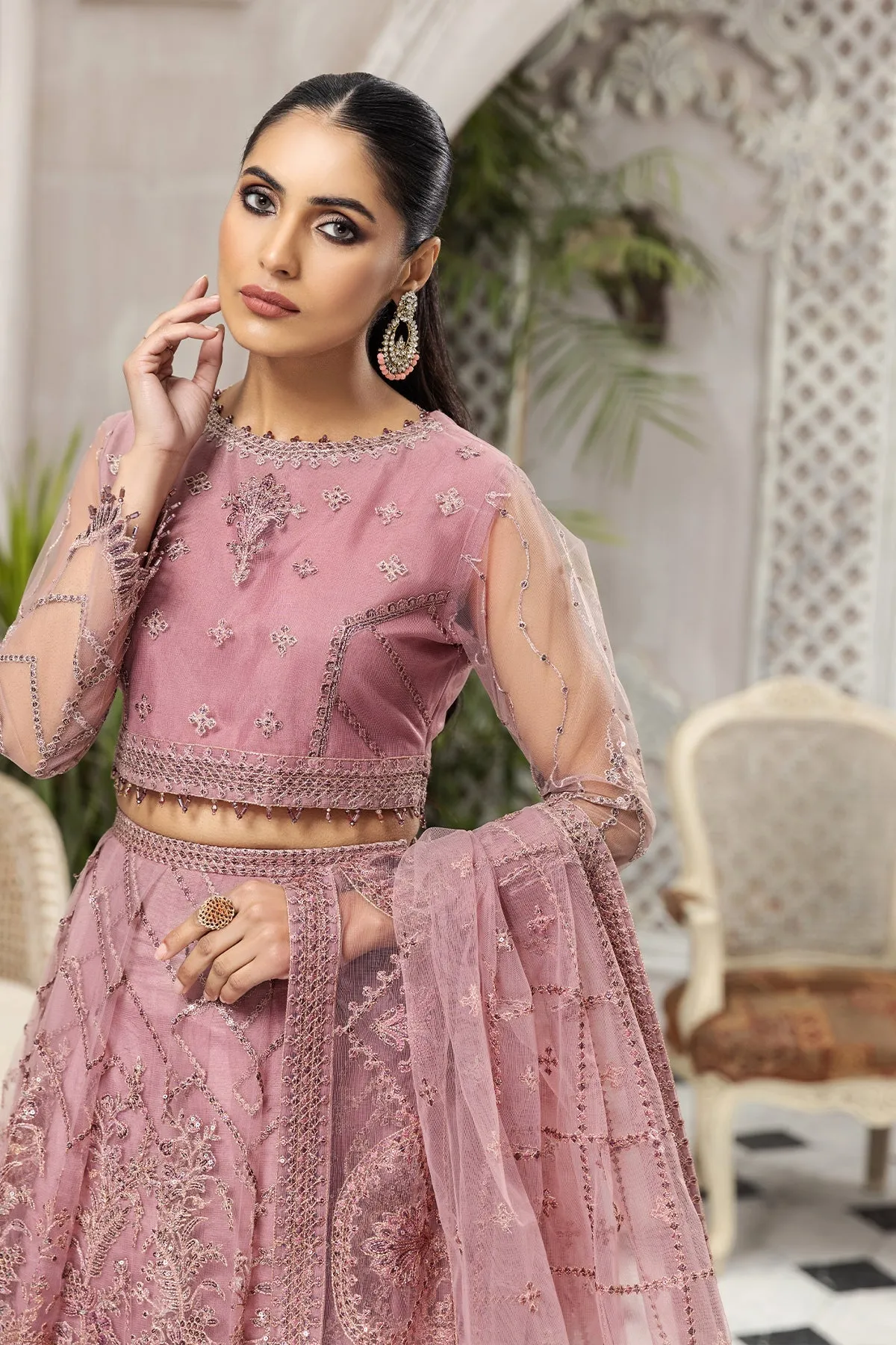 Latest Pakistani Frock Dress Choli in Pink Color #PF483