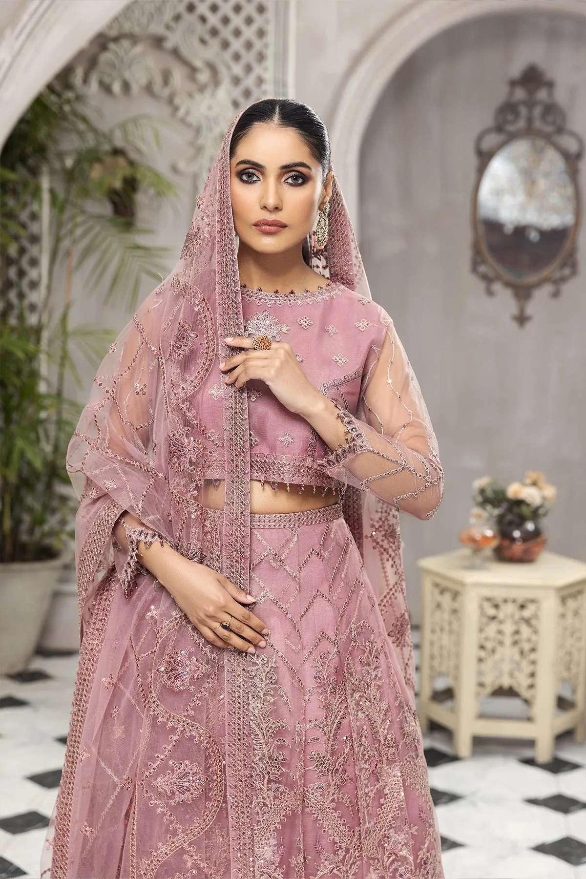 Latest Pakistani Frock Dress Choli in Pink Color #PF483