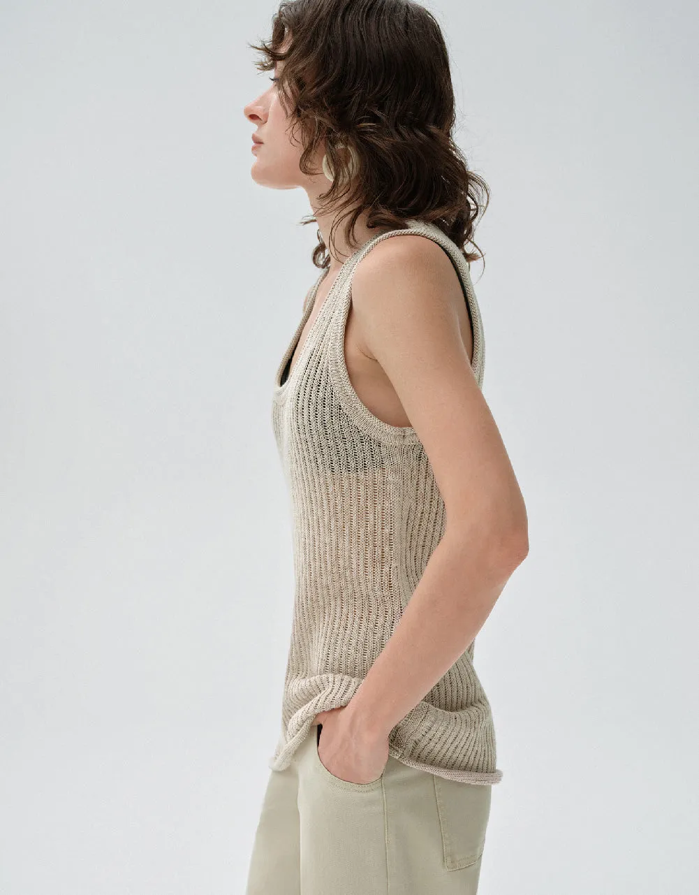 Leaf Printed Knitted Vest