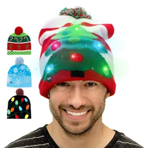 LED Christmas Tree Snowflake Light-up Christmas Knitted Hat