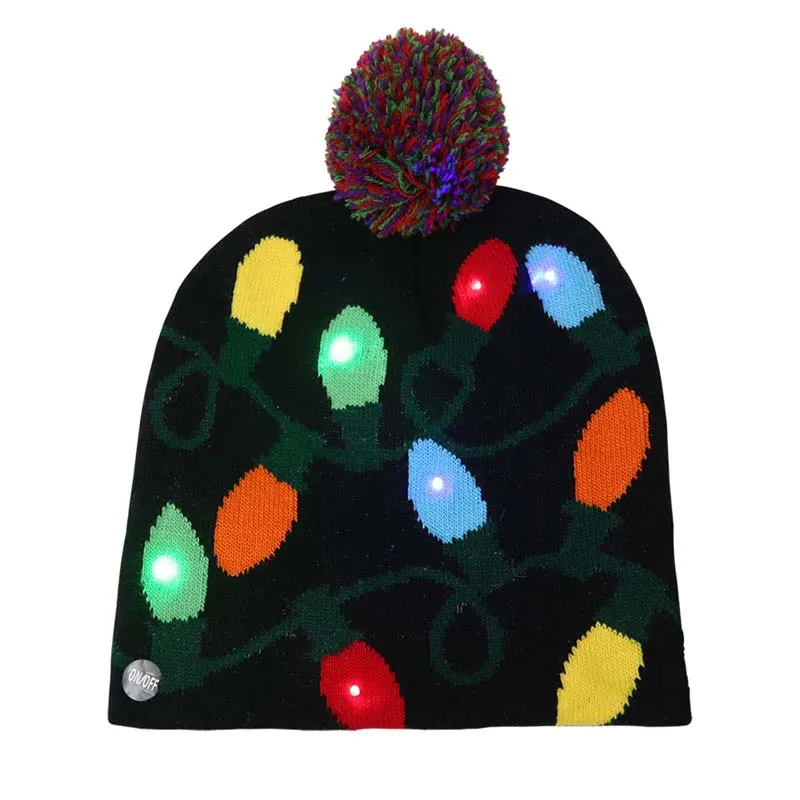 LED Christmas Tree Snowflake Light-up Christmas Knitted Hat