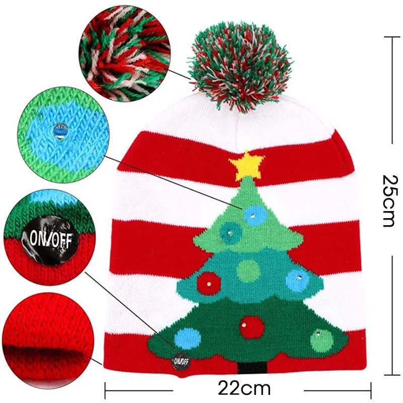 LED Christmas Tree Snowflake Light-up Christmas Knitted Hat