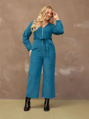 Maci - Cord Zip Jumpsuit - Teal