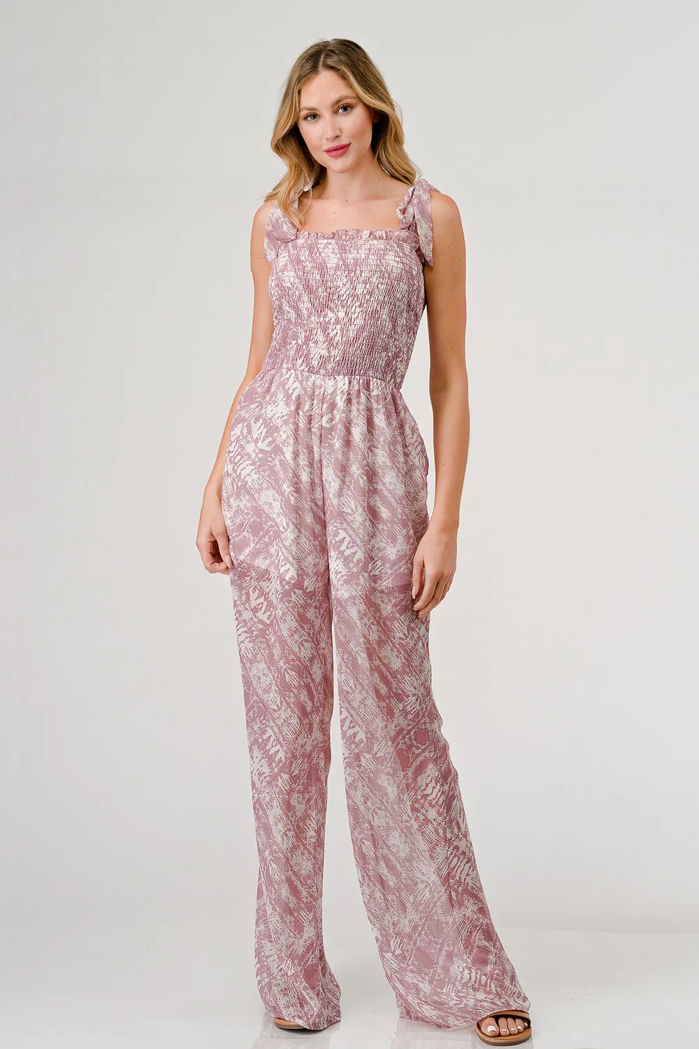 Mauve Smocked Jumpsuit