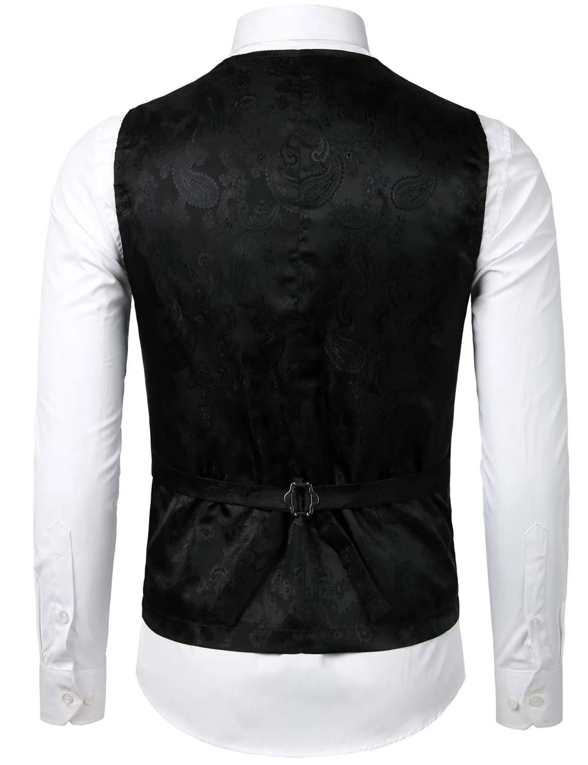 Mens Hipster Metallic Paisley Printed Single Breasted V-Neck Suit Vest/Tuxedo Waistcoat