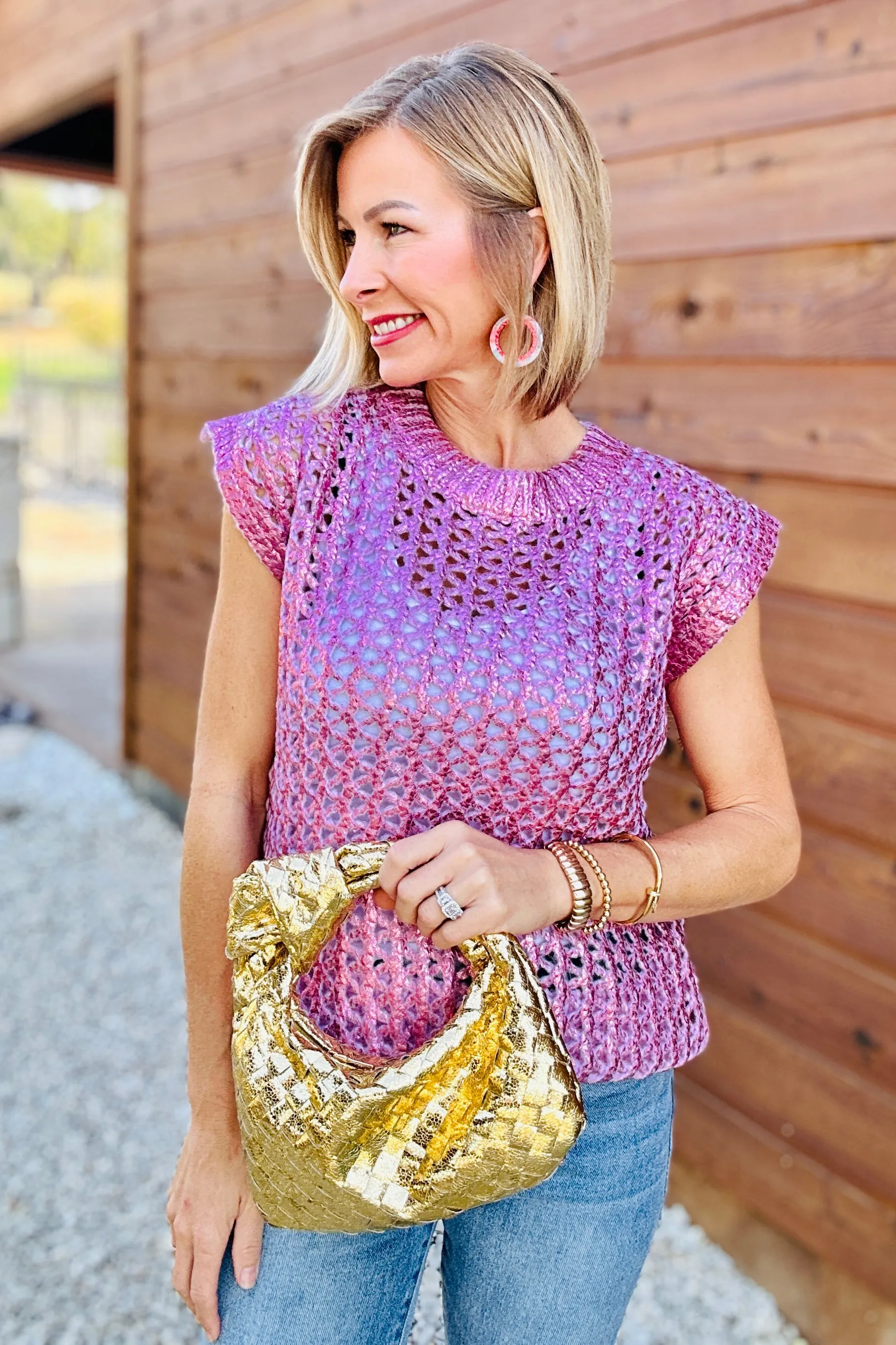 Metallic Foil Sweater Vest