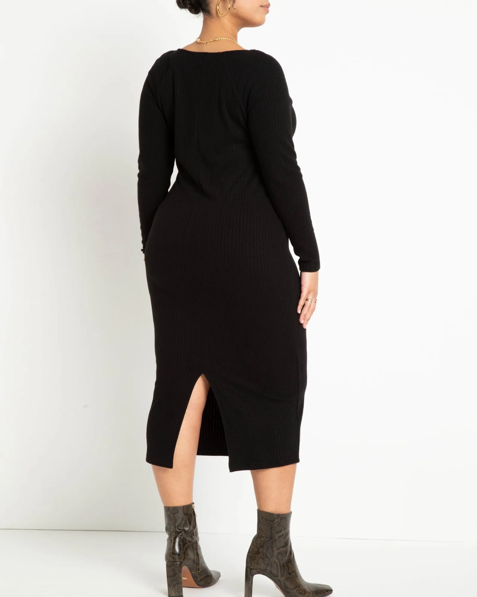 Mila Sweater Knit Midi Dress | Totally Black