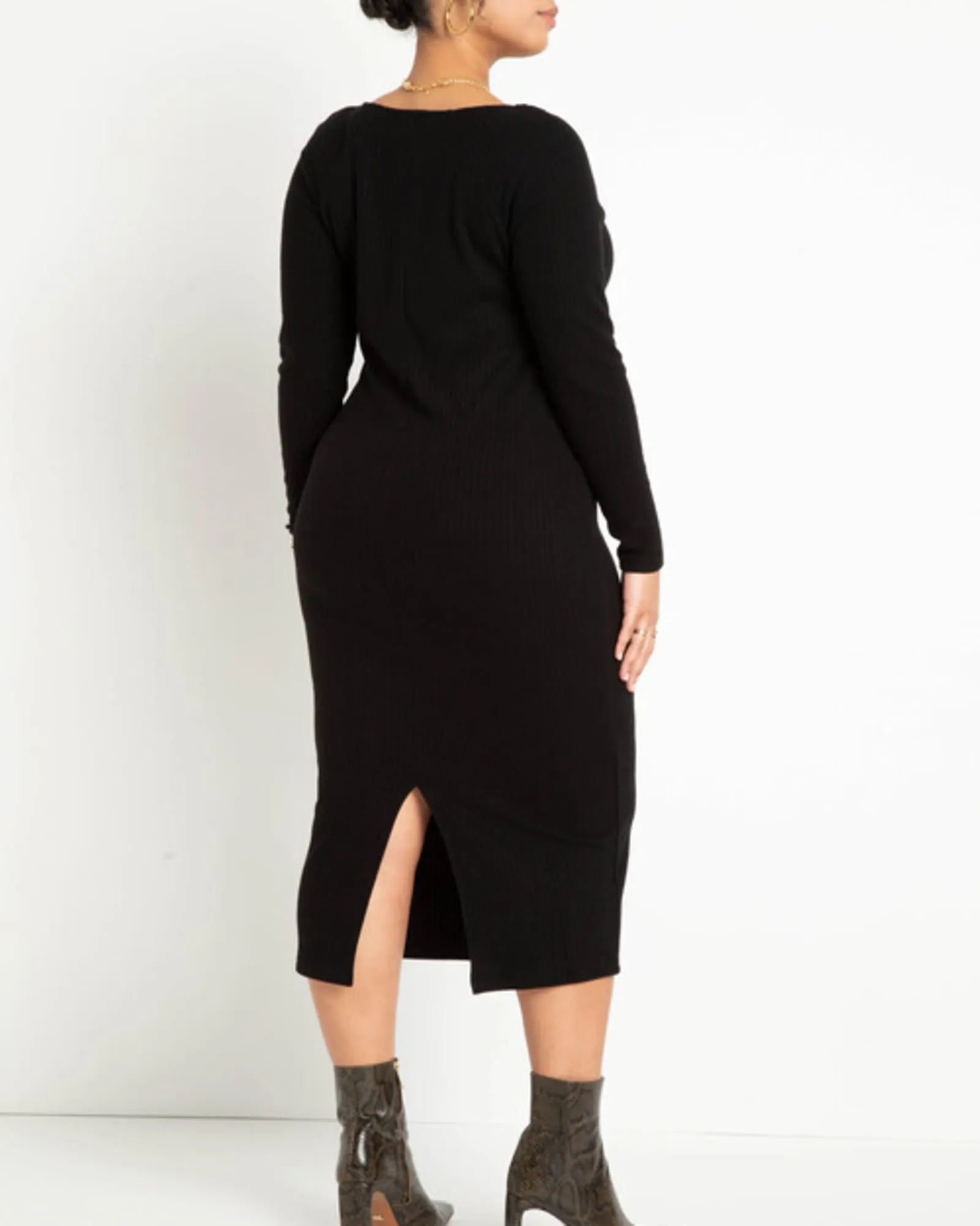 Mila Sweater Knit Midi Dress | Totally Black