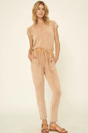 Mineral Washed Finish Knit Jumpsuit