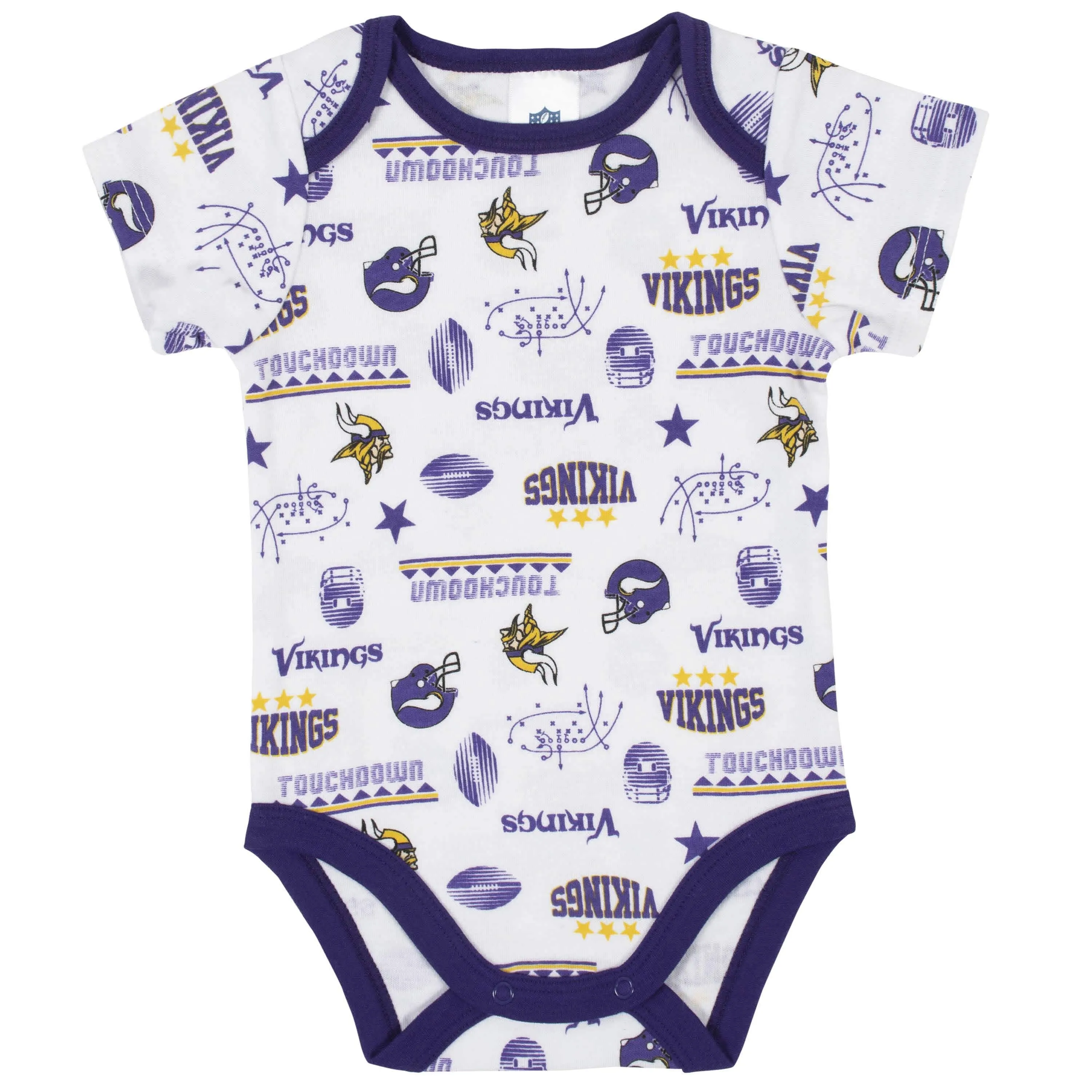 Minnesota Vikings 3-Piece Baby Boys Bodysuit, Bib, and Cap Set