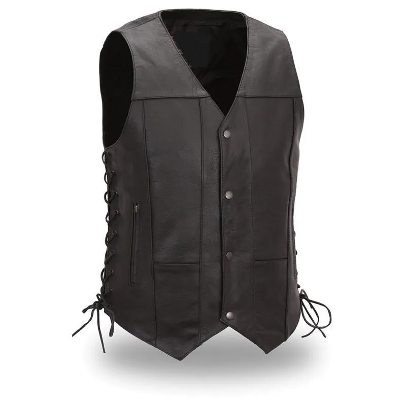 MKL - Billy Men's Motorcycle Western Style Leather Vest