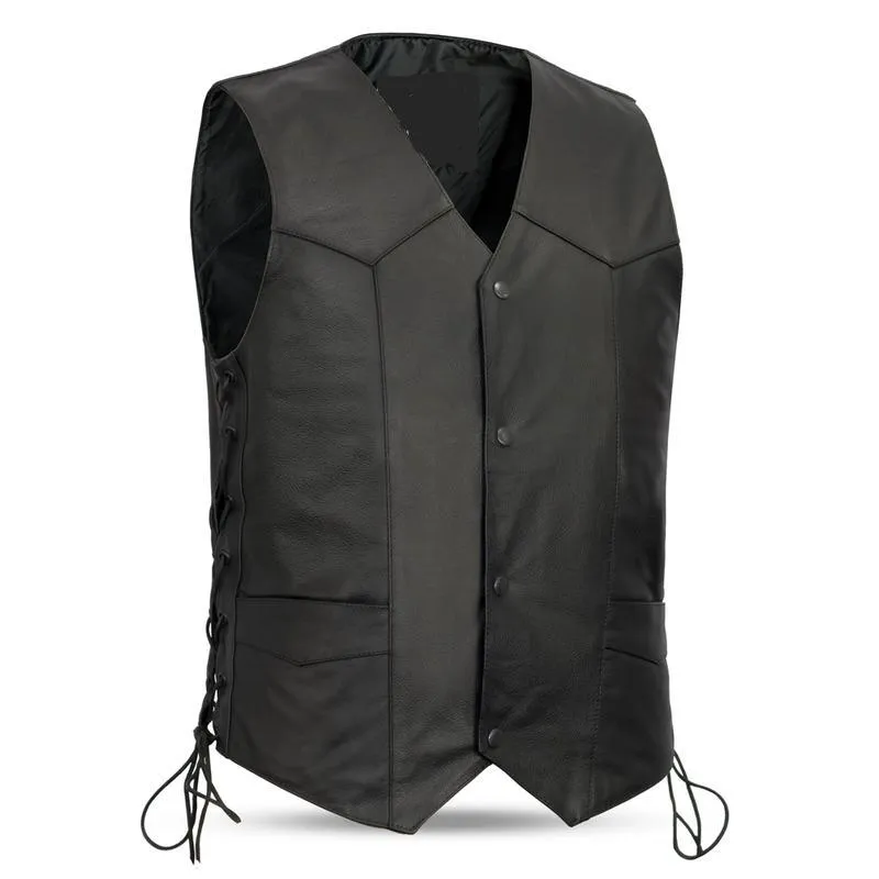 MKL - Karma Men's Classic Western Style Leather Vest