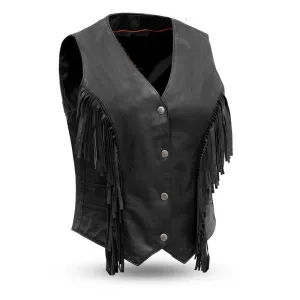 MKL - Stoy Women's Motorcycle Fringe Leather Vest