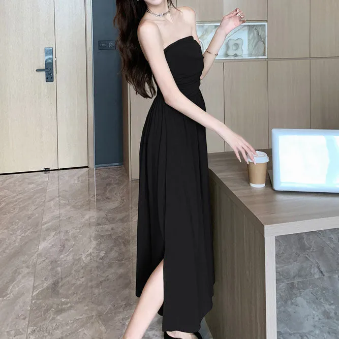 Modal Slim Waist Long Tube Top Dress