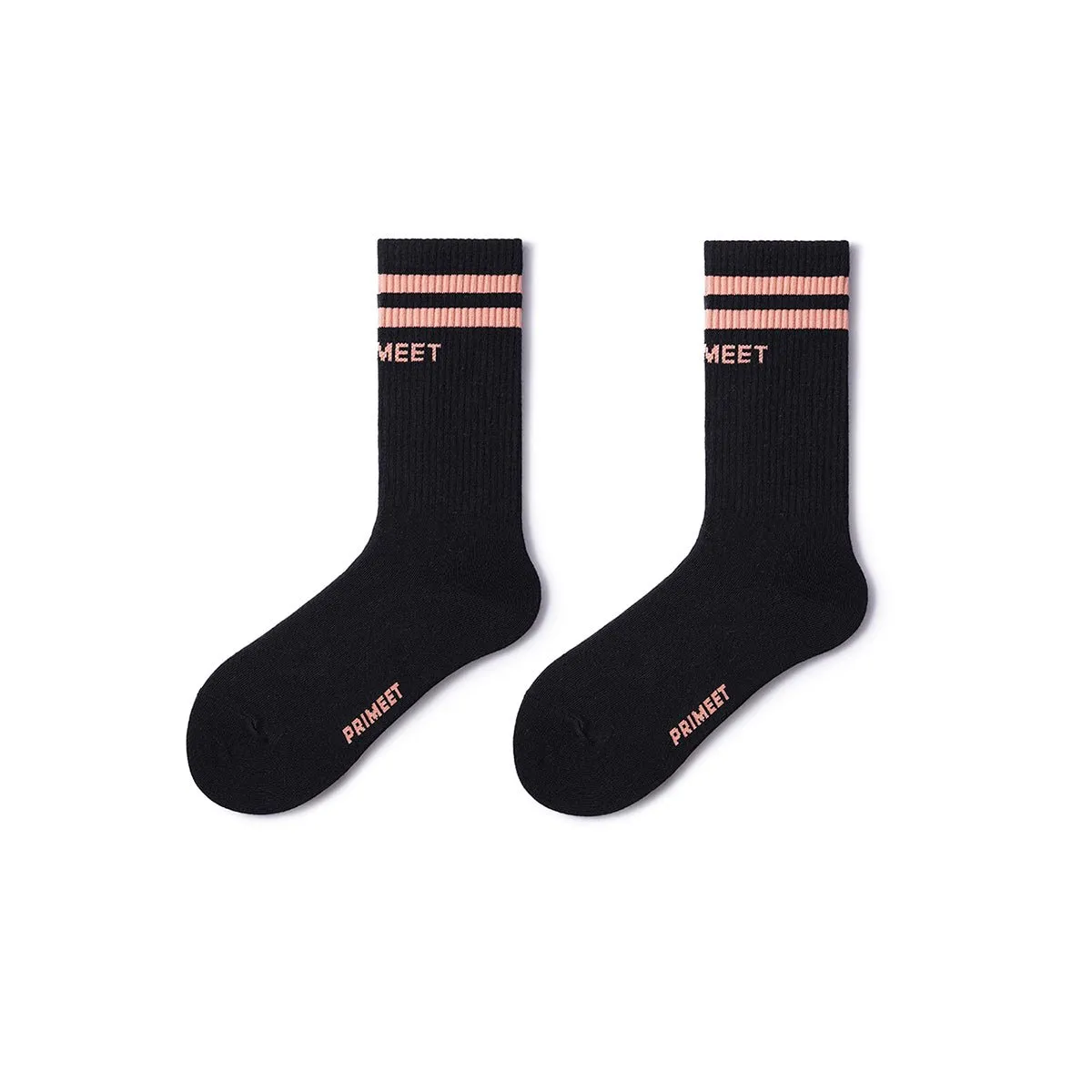 Neon Pink All-season Women 5pcs Crew Socks Set