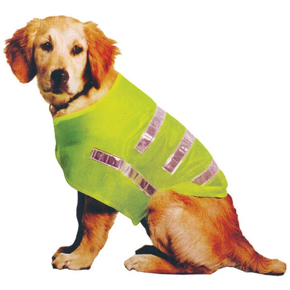 Neon Yellow Pet Vest With Reflective Strips For Smaller Dog 9"L x 16" W  - PET-12621